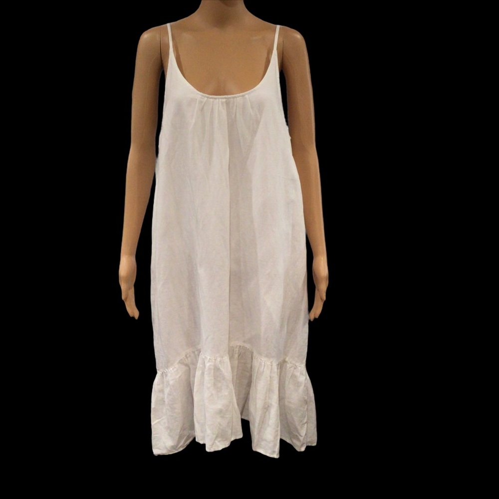 White Linen & Cotton Dress Sz L